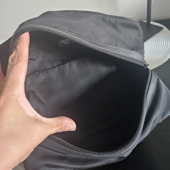 Prada Black Nylon Toiletry Bag with Logo Plaque - Picture 7 of 16